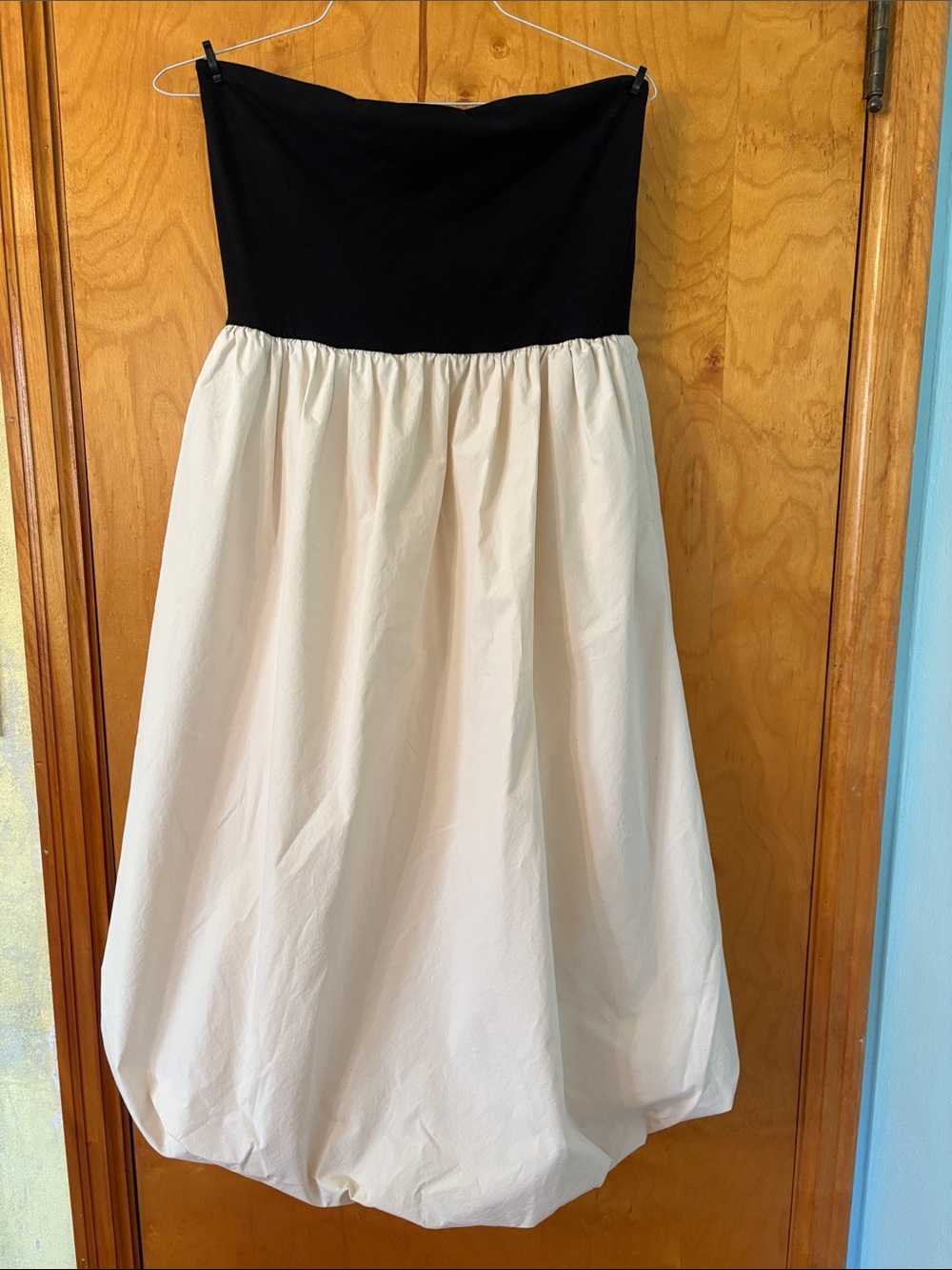 Black and Cream Tube Top Bubble Skirt Dress XL